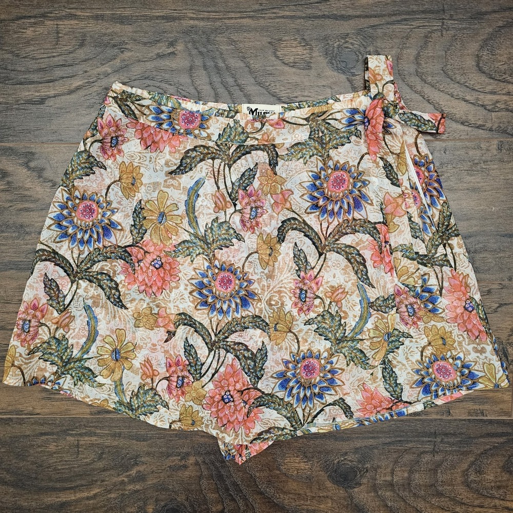 Show Me Your Mumu Womens Small Wrap Shorts Floral Sheer Cover Up Bottoms‎ Beach